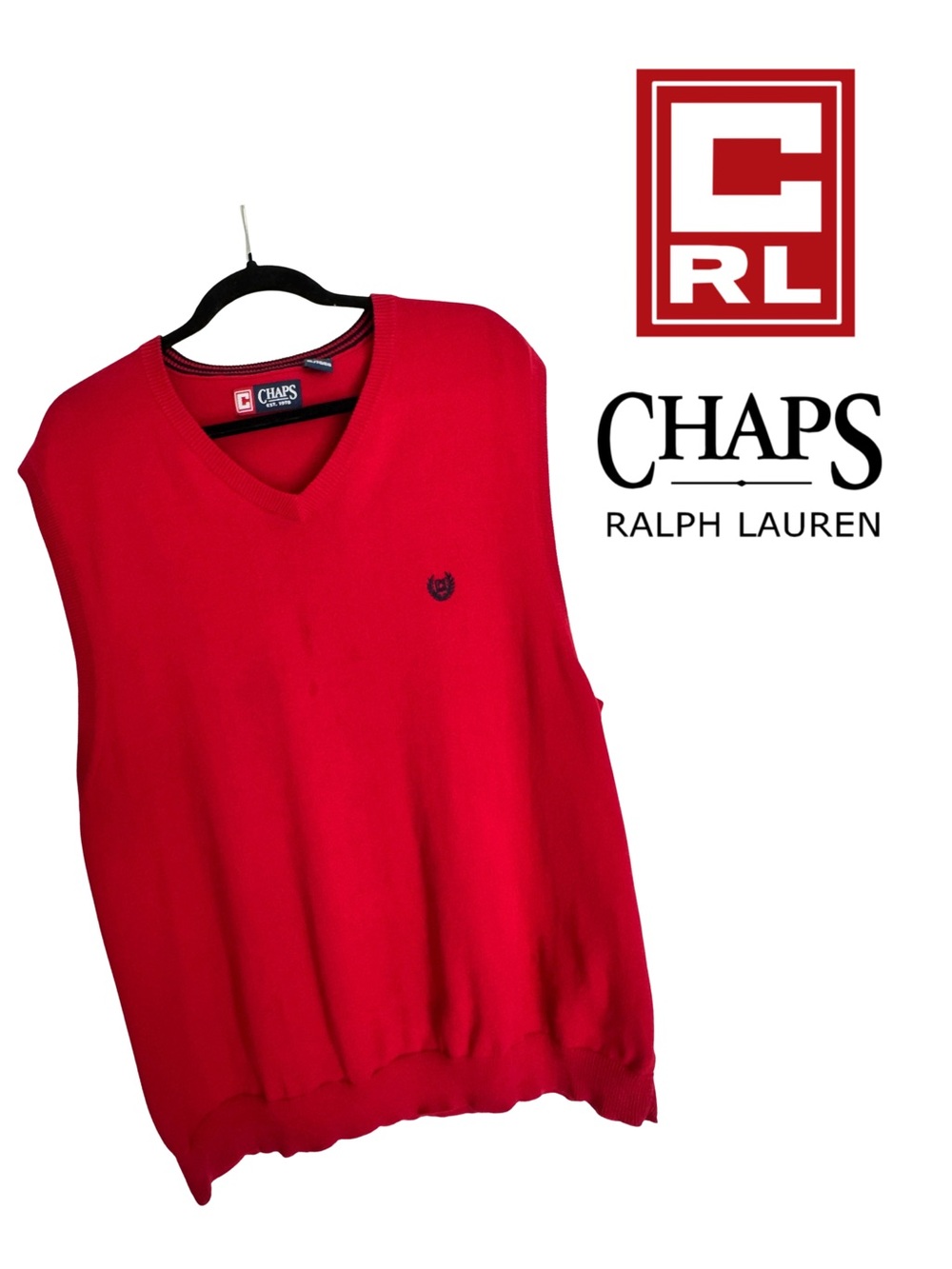 Chaps Red Men's V-Neck Sweater Vest